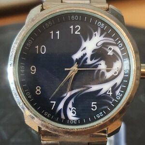 2 for $20😃Silver/Black Stainless Steel Dragon Men's Watch